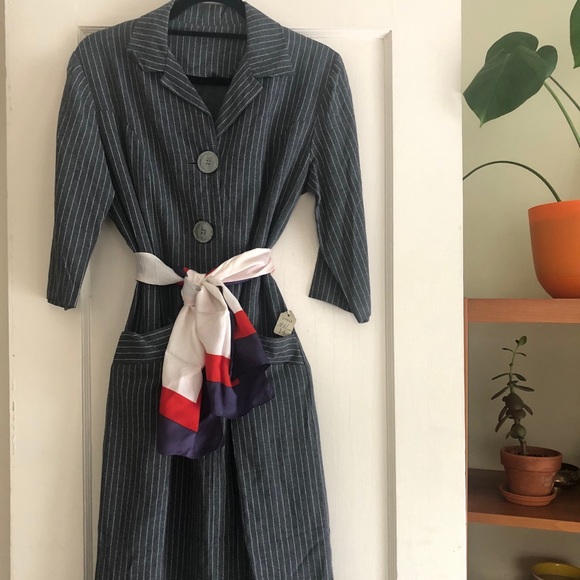Vintage grey wabash stripe dress - Picture 3 of 9